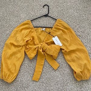 Vici Dolls Kaitlynn Textured Tie Front  Crop Top